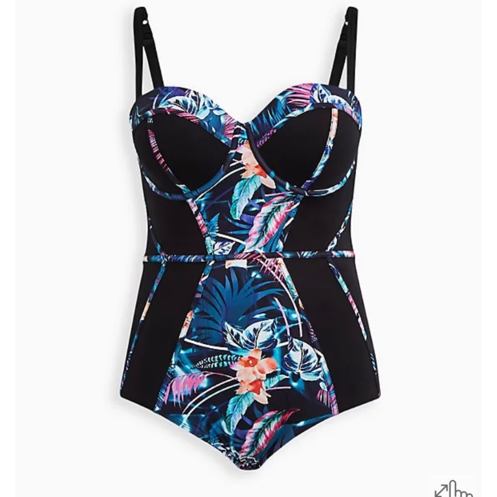 Underwire tropical print bathing suit